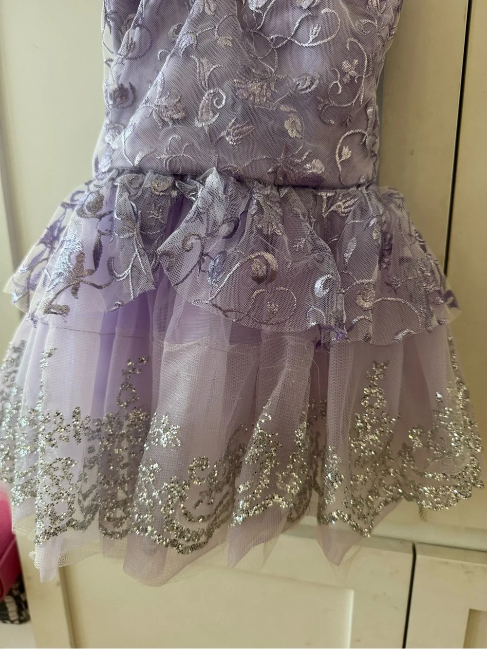 Weissman Lavender Tulle Dance Costume with Silver Glitter